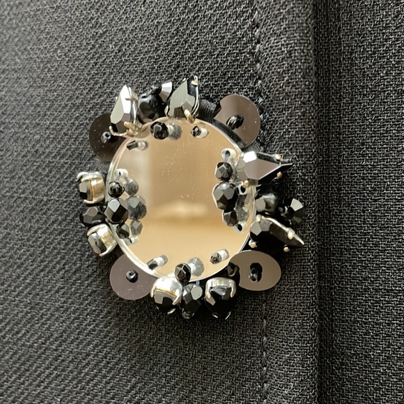 Black Miu Miu Coat with Embellished Mirrored Buttons - Picture 5 of 10